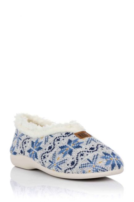 Zapatilla cerrada para mujer de algodon con forro interior y dibujo nieve tipo nordica - Imagen 2