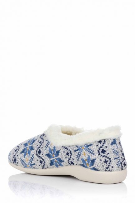 Zapatilla cerrada para mujer de algodon con forro interior y dibujo nieve tipo nordica - Imagen 6