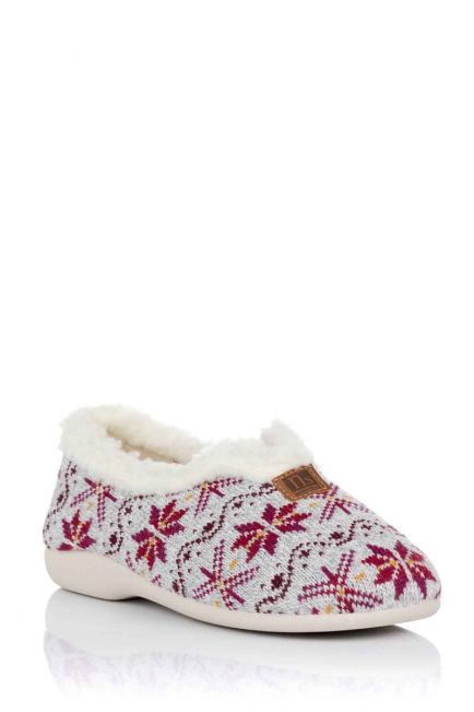 Zapatilla cerrada para mujer de algodon con forro interior y dibujo nieve tipo nordica - Imagen 3
