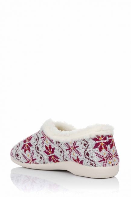 Zapatilla cerrada para mujer de algodon con forro interior y dibujo nieve tipo nordica - Imagen 4