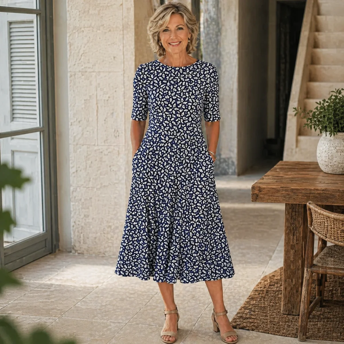 Sarah | Vestido Midi Floral Sin Esfuerzo para Mujer - Imagen 2