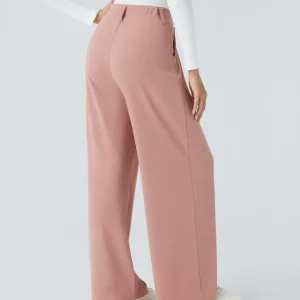 Halara - Pantalones de oficina de pierna ancha con bolsillos laterales y cintura alta para Mujer