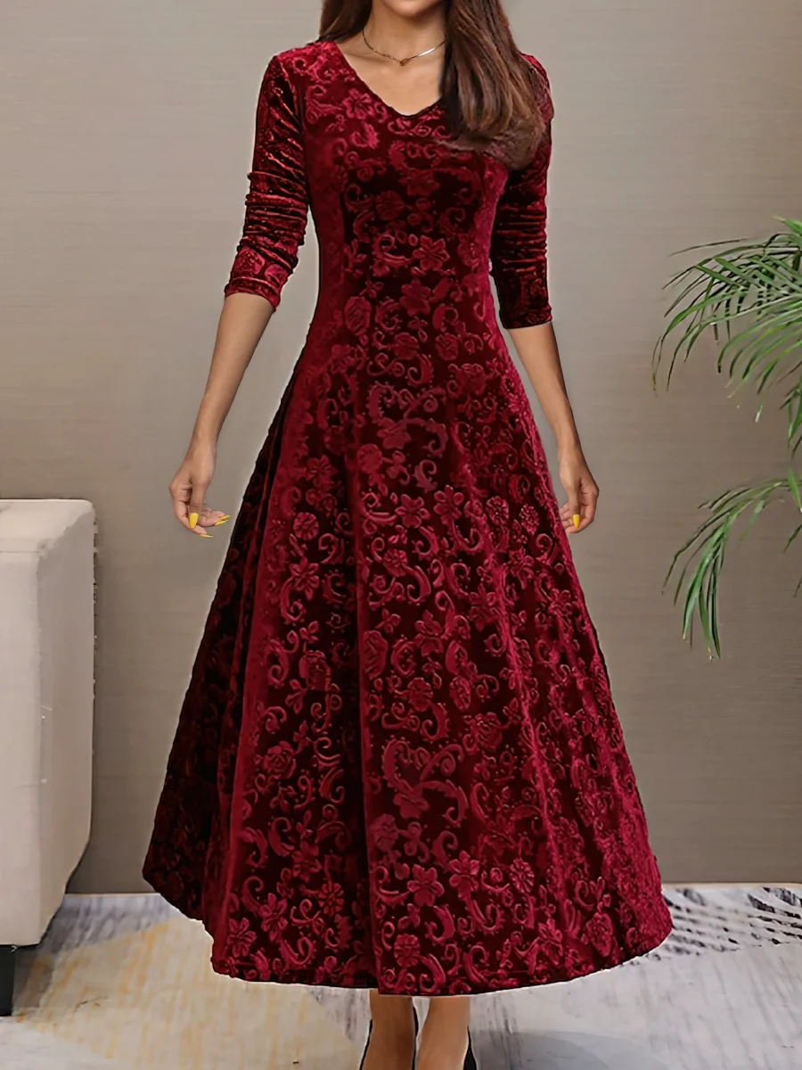 Denise | Elegante vestido de fiesta de terciopelo con escote en V - Imagen 6