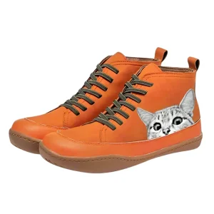 Fenna -  Botines de piel para amantes de los gatos