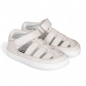 Sandalia piel barefoot o respetuosa con velcro en piel
