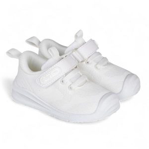 Zapatilla Respetuoso con velcro y elásticos blancos