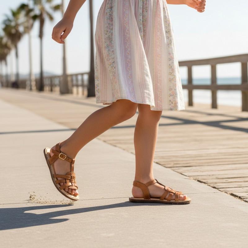 Sandalia de piel BAREFOOT en piel con diseño trenzado y hebilla - Imagen 8