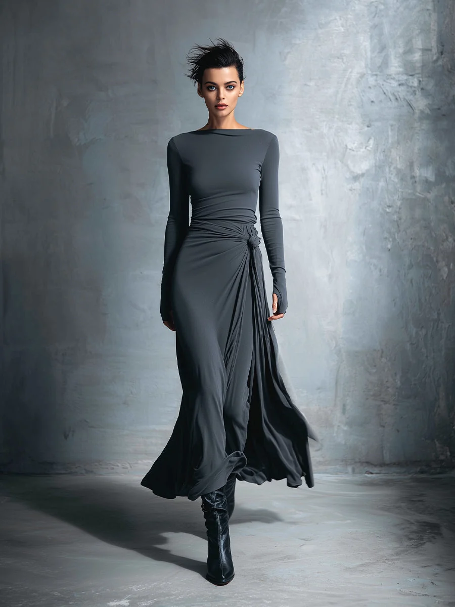 Naiara ❘ Vestido maxi con nudo lateral para Mujer - Imagen 9