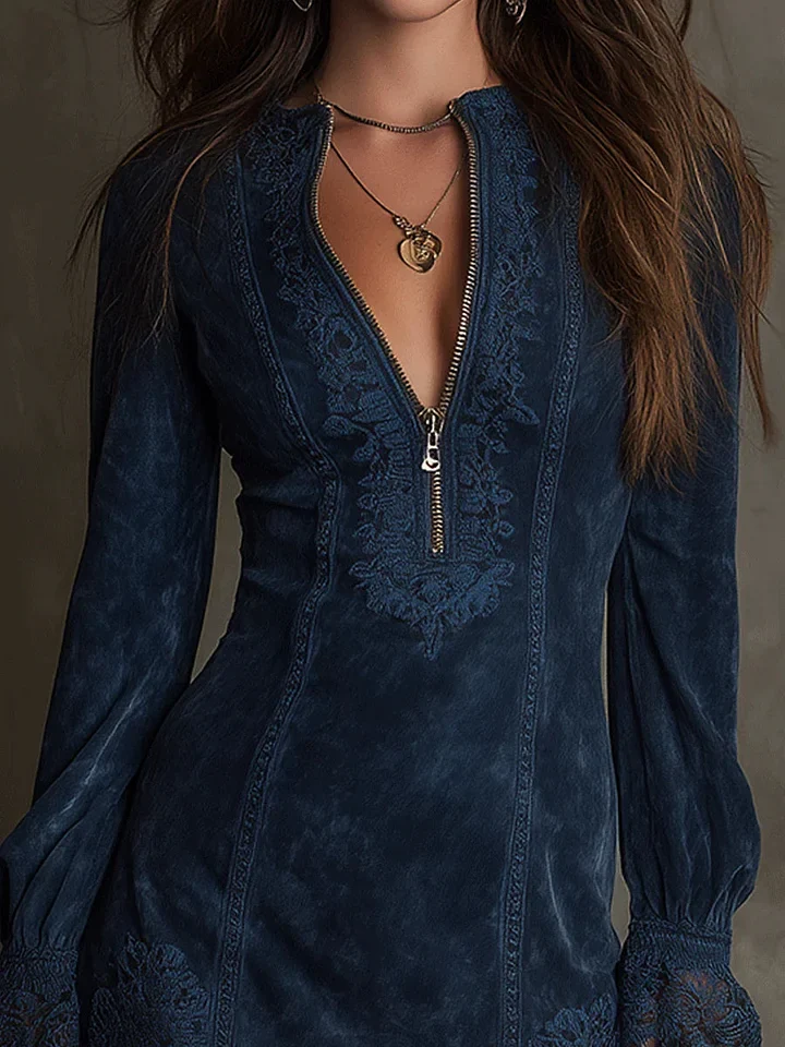 Brisa - Mini Vestido de Ante con Encaje - Imagen 3