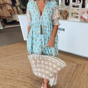 Modena™ - Vestido casual estampado con escote en V y media manga