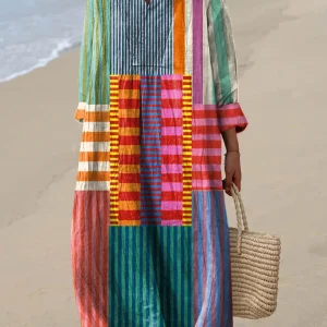 Arla - Vestido con estampado geométrico vintage para mujer