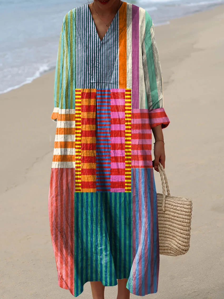 Arla - Vestido con estampado geométrico vintage para mujer - Imagen 2