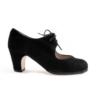 Zapato Flamenco Cordonera Ante Negro Basic con Clavos