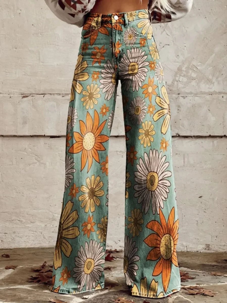 Olivia | Pantalones flores retro - Imagen 2