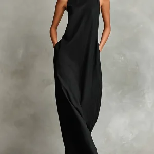 Caterina | Vestido largo negro minimalista para Mujer