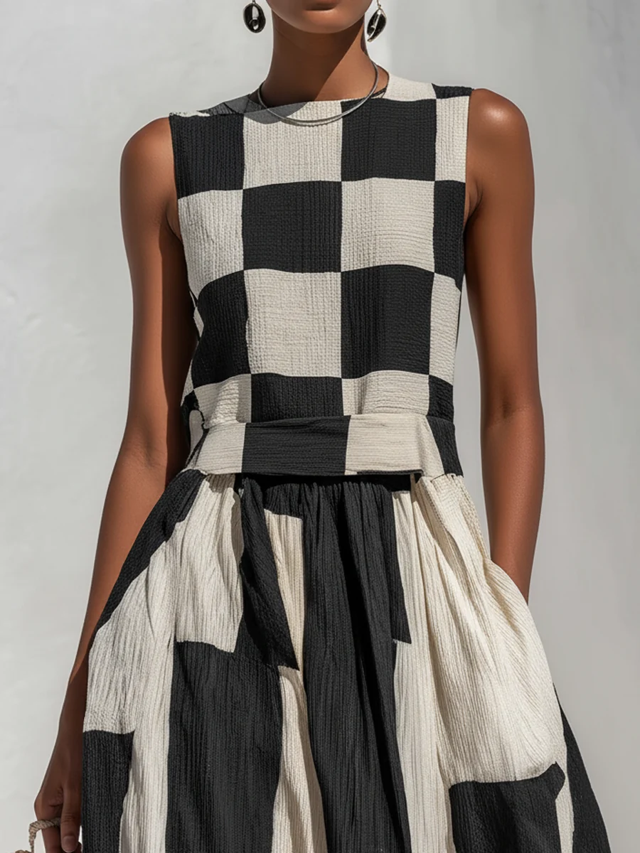 Audrey | Vestido Maxi Sin Mangas con Panel de Contraste para Mujer - Imagen 6