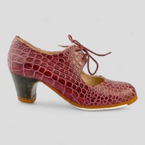 Zapato Flamenco Cordonera Coco Morado Tacón Cubano Número 36,5