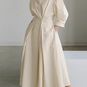 Clémence™ | Vestido midi abotonado