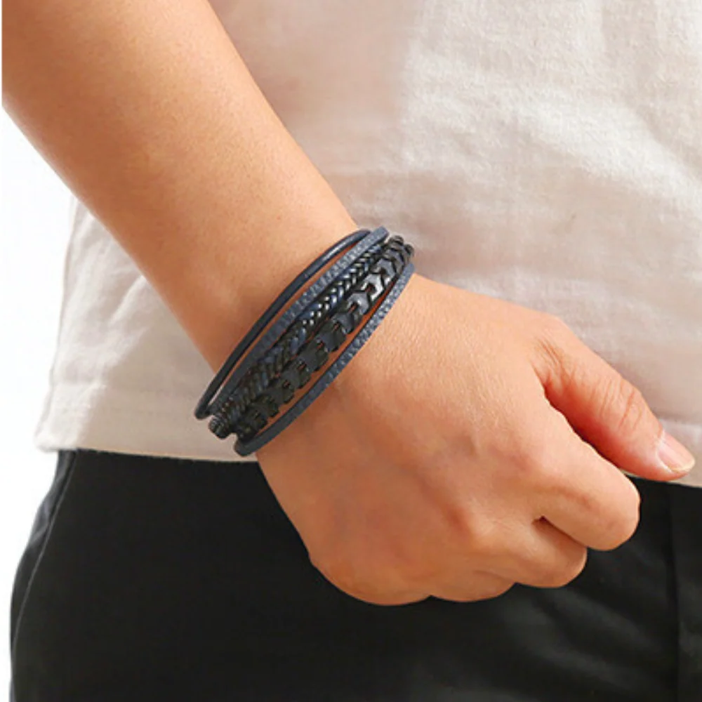 Cruz - Pulsera de cuero para hombres – robusta, elegante y atemporal - Imagen 5