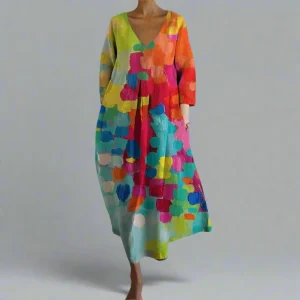 Cheryl - Vestido colorido con escote en pico