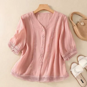 Laurienne™ | Blusa de encaje abotonada