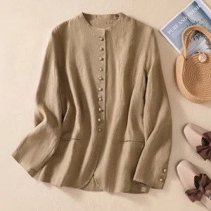 Laurienne™ | Blusa de lino abotonada