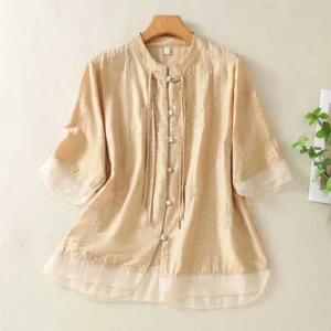 Laurienne™ | Blusa abotonada con cuello mandarín
