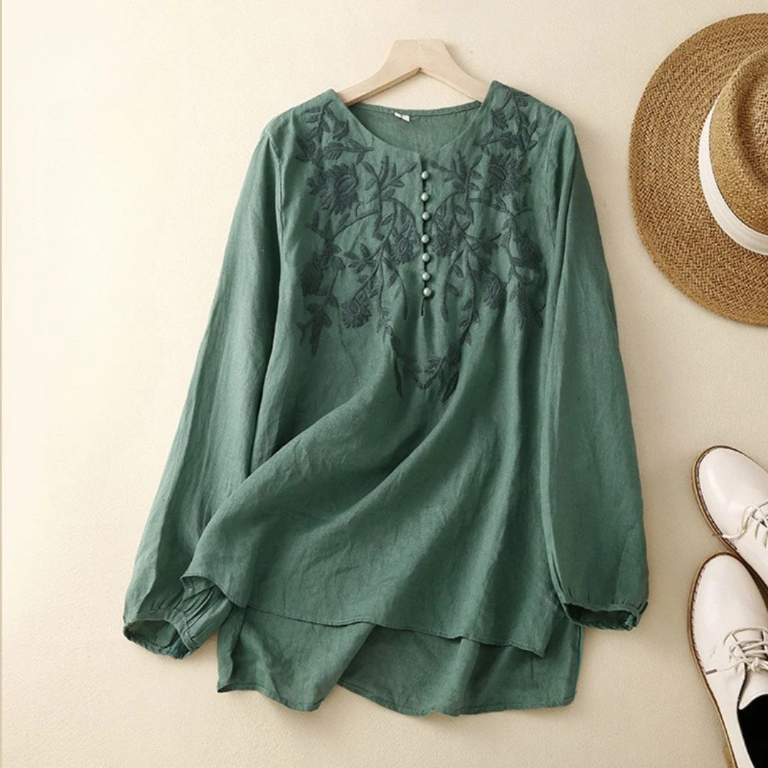 Laurienne™ | Blusa bordada con botones - Imagen 2