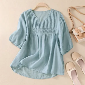 Laurienne™ | Blusa plisada con cuello en V