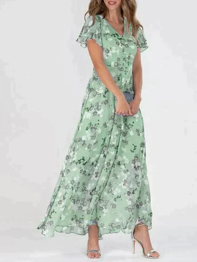 Marit | Elegante vestido largo con cuello en V y estampado floral - Imagen 3