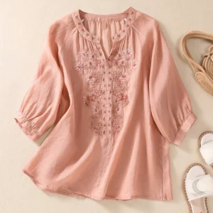 Laurienne™ | Blusa bordada con escote abierto
