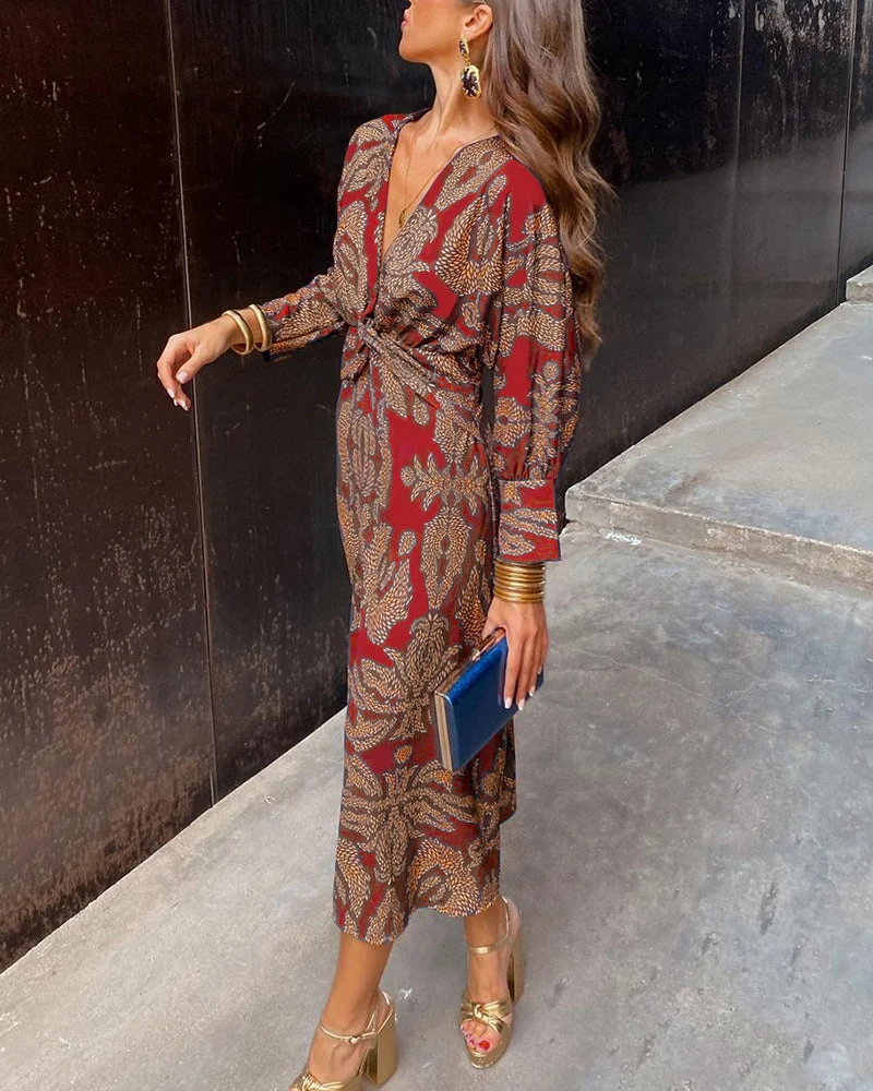 Ida™ – Vestido Midi Elegante de Mujer con Estampado de Encanto Atemporal - Imagen 4