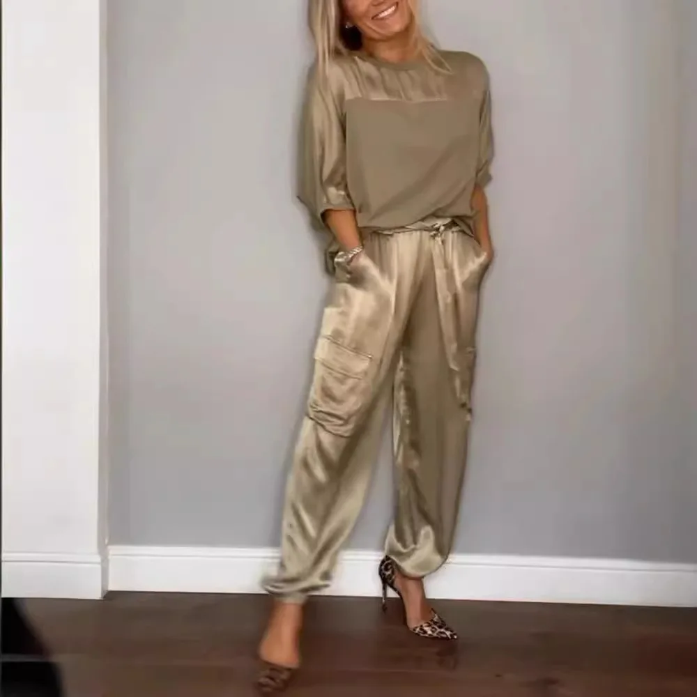 Bindi™ Conjunto elegante de camisa de media manga y pantalones informales - Imagen 2