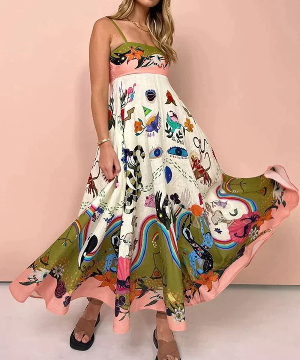 Vestido lencero estampado con una elegante pintura de posicionamiento - Imagen 7