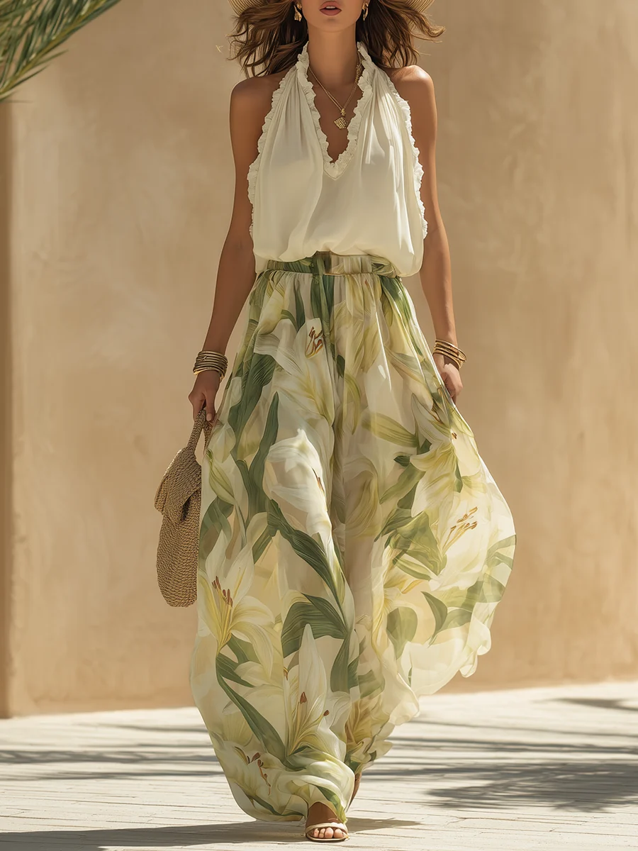Lysandra | Conjunto Fluido Elegante con Estampado Floral para Mujer - Imagen 2