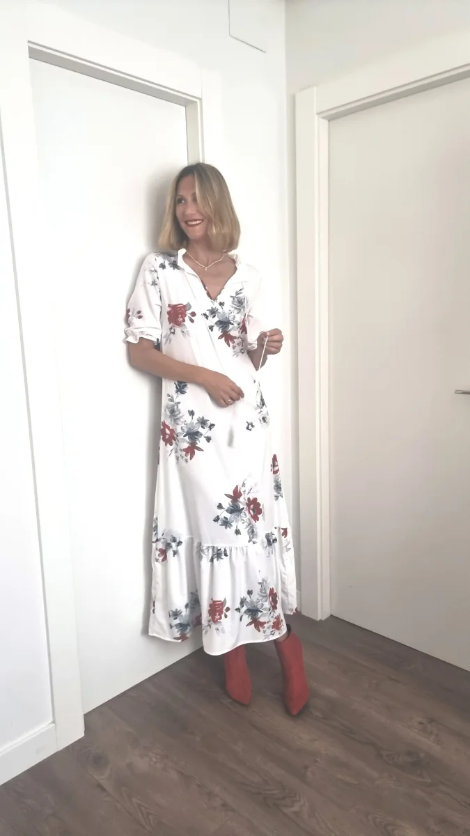 Dúnia™ VESTIDO LARGO CON ESTAMPADO Y VOLANTES - Imagen 7