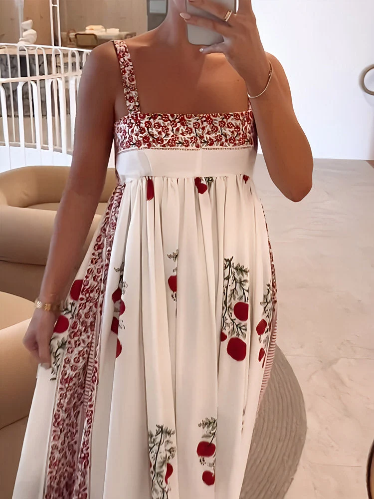 Ellen™ Vestido largo con estampado floral y paneles con cuello cuadrado - Imagen 5
