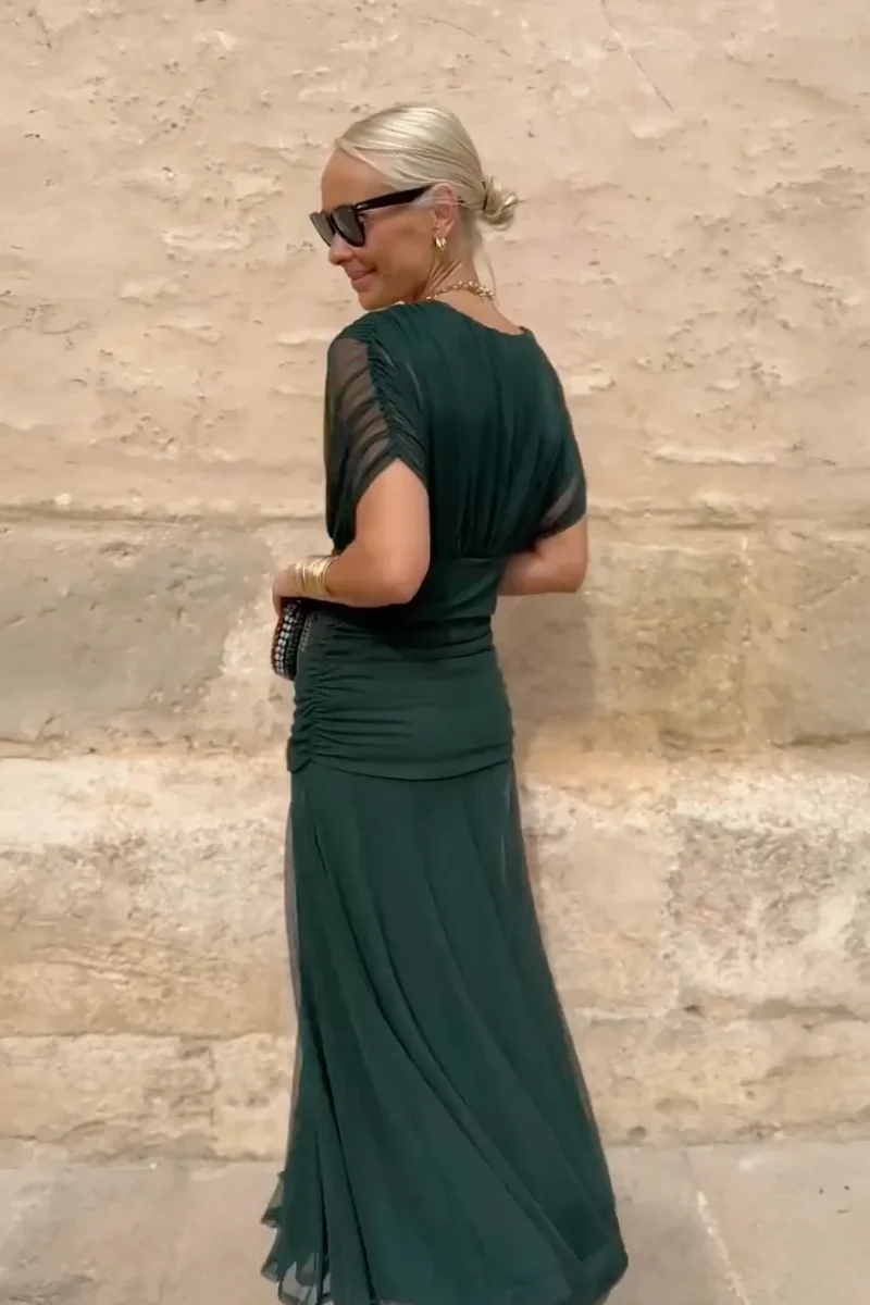 ALMA - VESTIDO LARGO CON CUELLO EN V PARA MUJER - Imagen 8