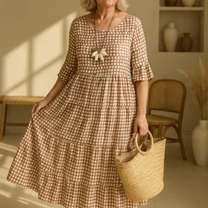 Zerelle | Vestido Midi de Manga Corta para Mujer