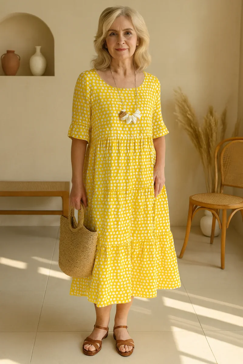 Zerelle | Vestido Midi de Manga Corta para Mujer - Imagen 7