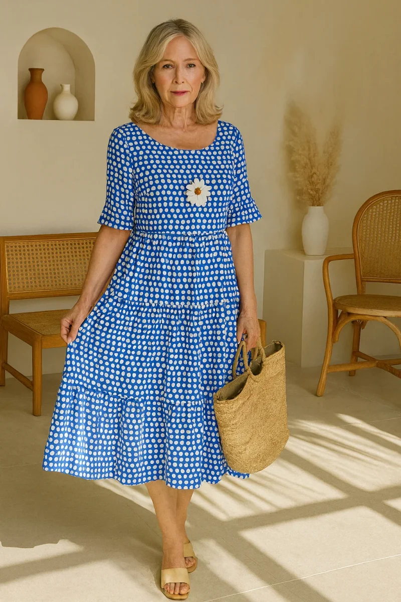 Zerelle | Vestido Midi de Manga Corta para Mujer - Imagen 9