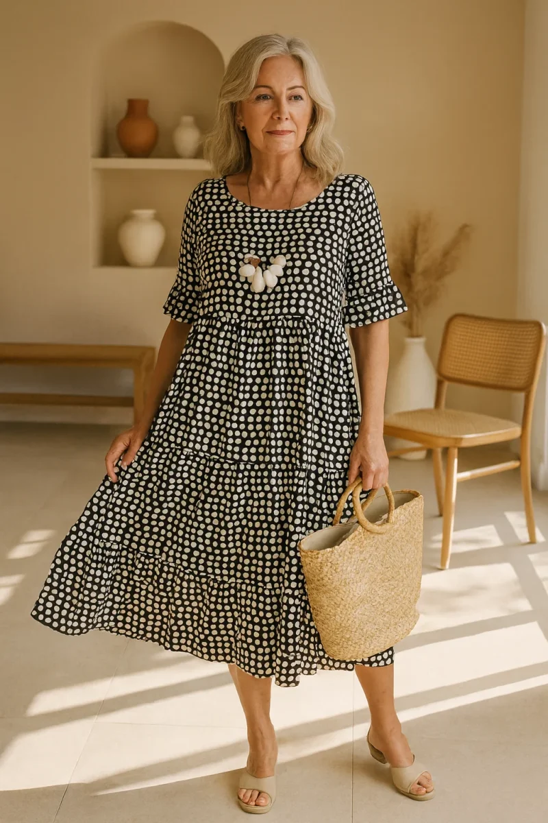 Zerelle | Vestido Midi de Manga Corta para Mujer - Imagen 4