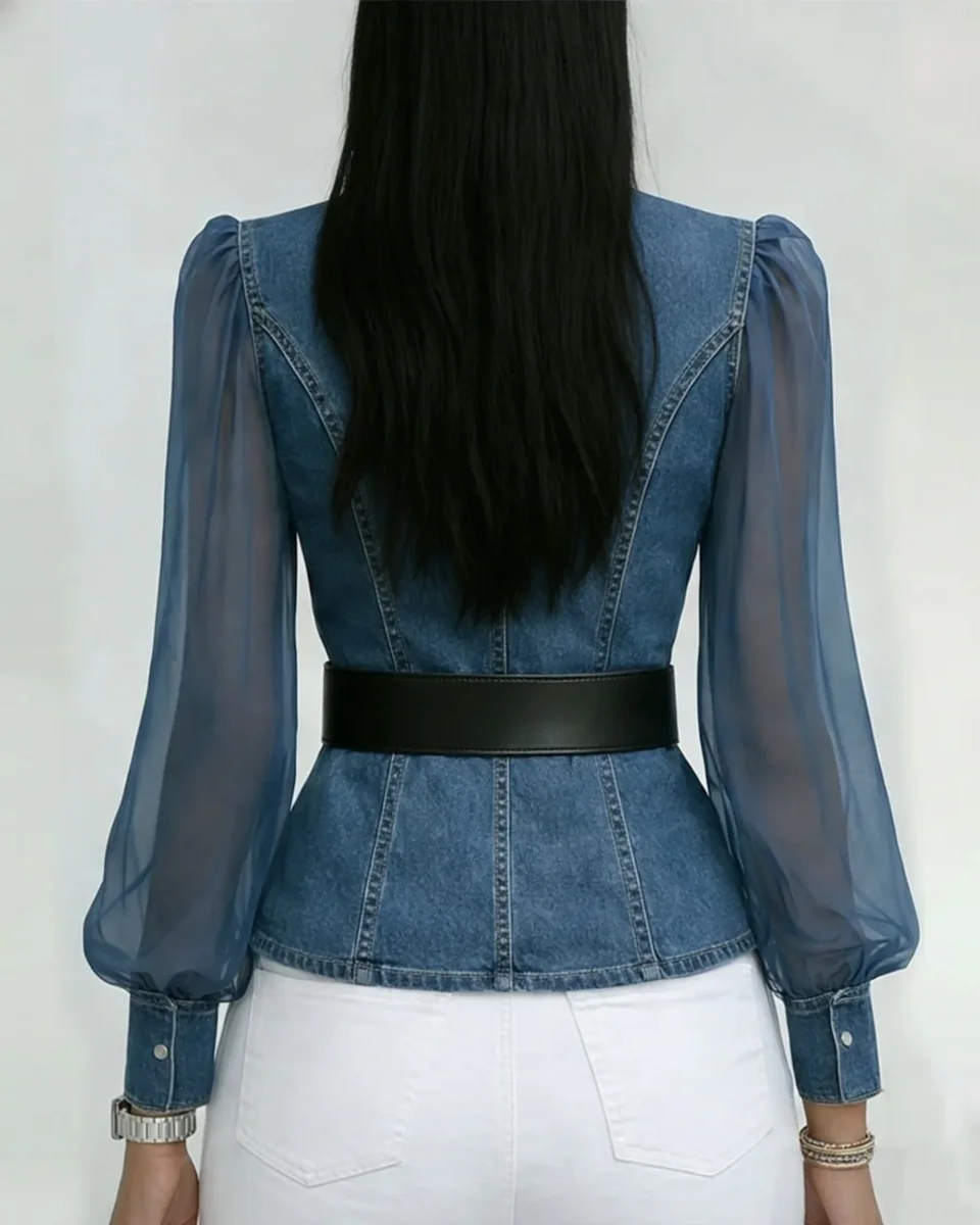 Alessia | Top de denim con mangas para Mujer - Imagen 4