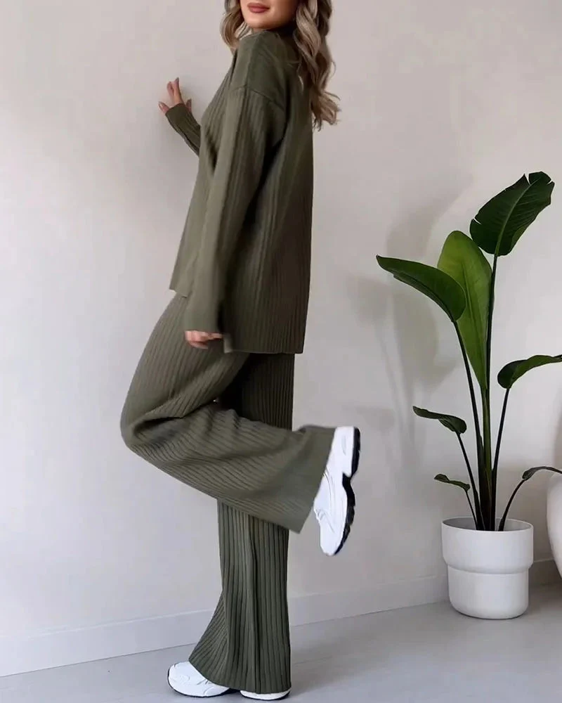 Conjunto casual de dos piezas con abertura elegante - Imagen 4