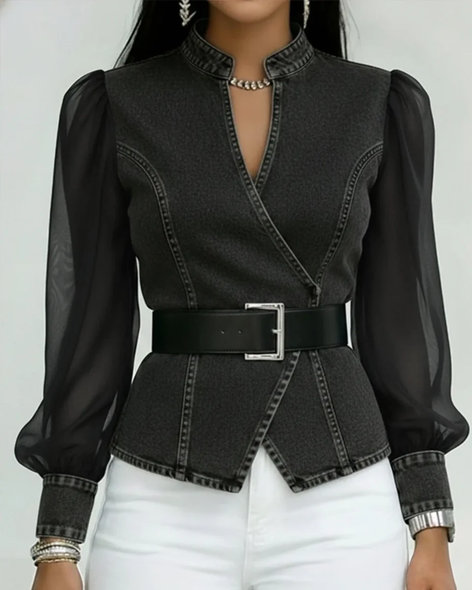 Alessia | Top de denim con mangas para Mujer - Imagen 6