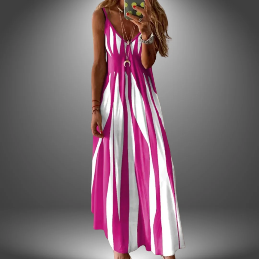 Margit | Vestido largo sin mangas a rayas - Imagen 3