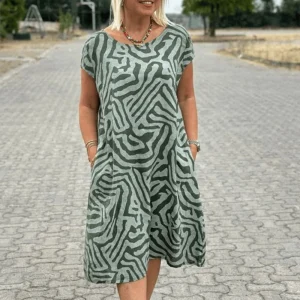 Nelia - Vestido de verano con cuello redondo y un bonito estampado para Mujer