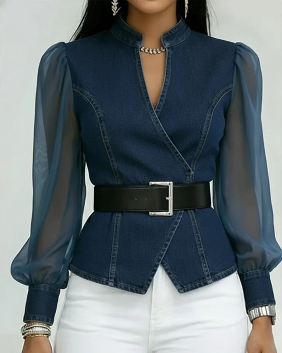 Alessia | Top de denim con mangas para Mujer - Imagen 5