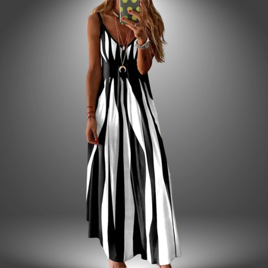 Margit | Vestido largo sin mangas a rayas - Imagen 6