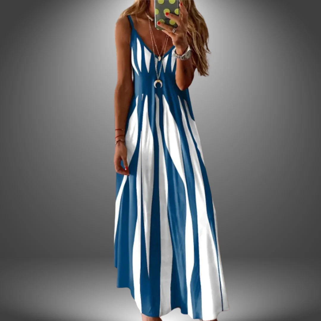 Margit | Vestido largo sin mangas a rayas - Imagen 2